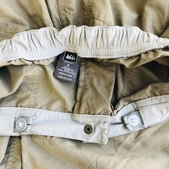 REI Womens Sz 8 Convertible Hiking Trail Nylon Khaki Pants To Shorts W/zipperEUC - Picture 11 of 12
